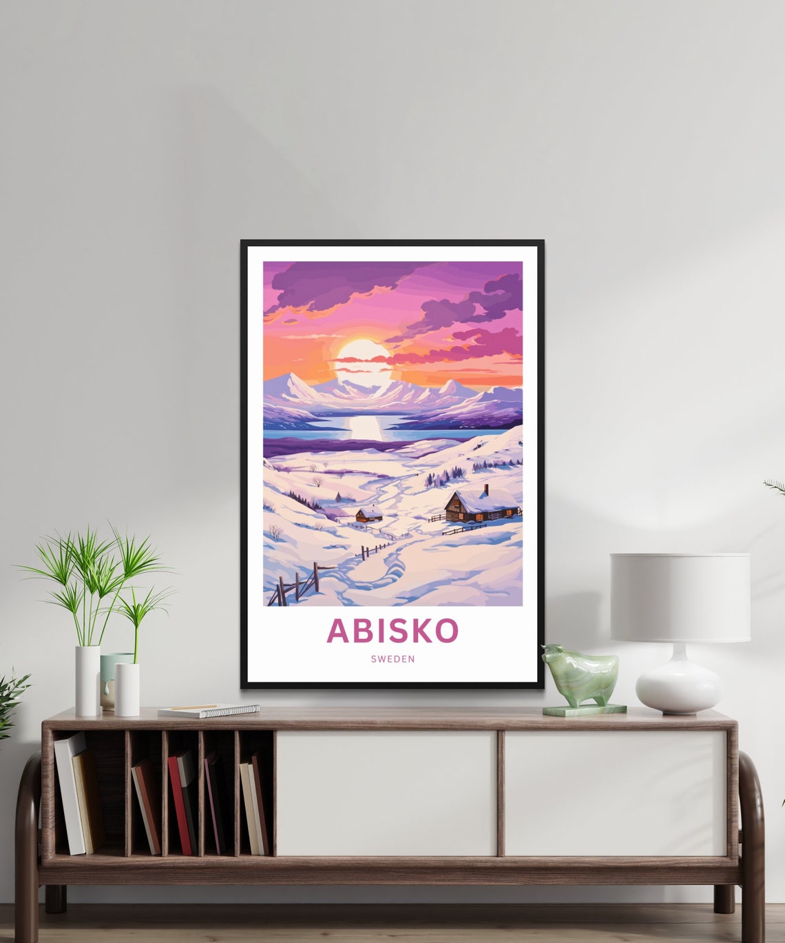 Abisko Sweden Pink Sunset Over Arctic Snowfields Winter Poster - Image 2