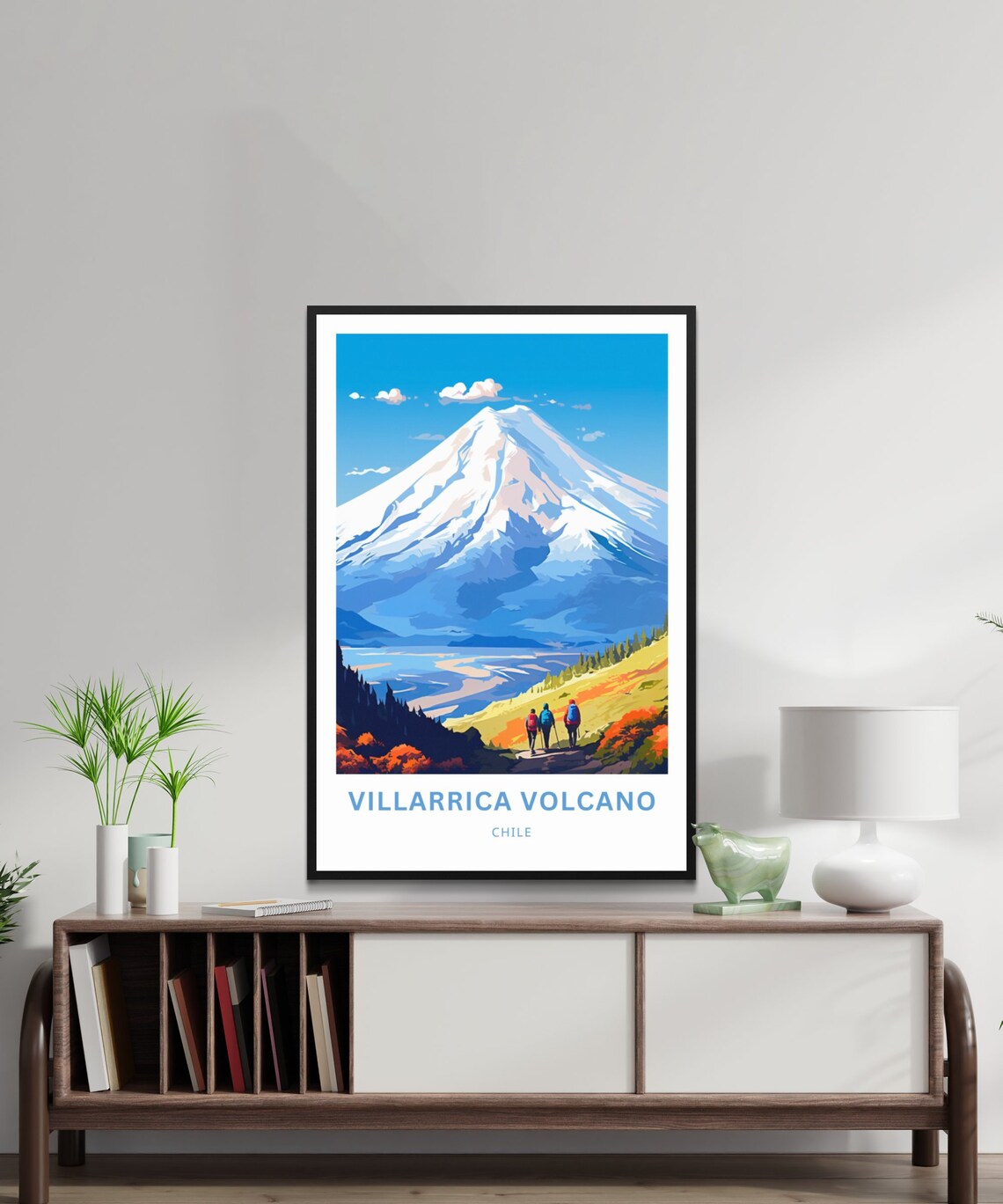 Villarrica Volcano Chile Snowcapped Summit Hikers Trail Vista Poster - Image 2