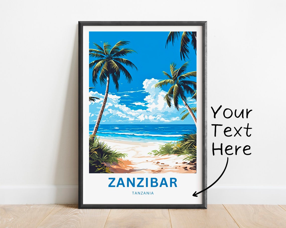 Zanzibar Tanzania Personalized Palm Lined Path To Blue Water Poster