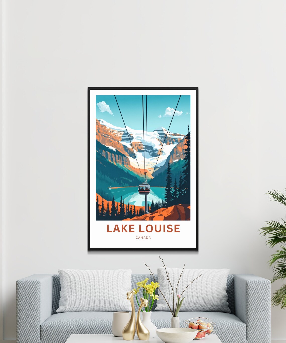 Lake Louise Canada Gondola Over Turquoise Lake Vintage Travel Poster - Image 3