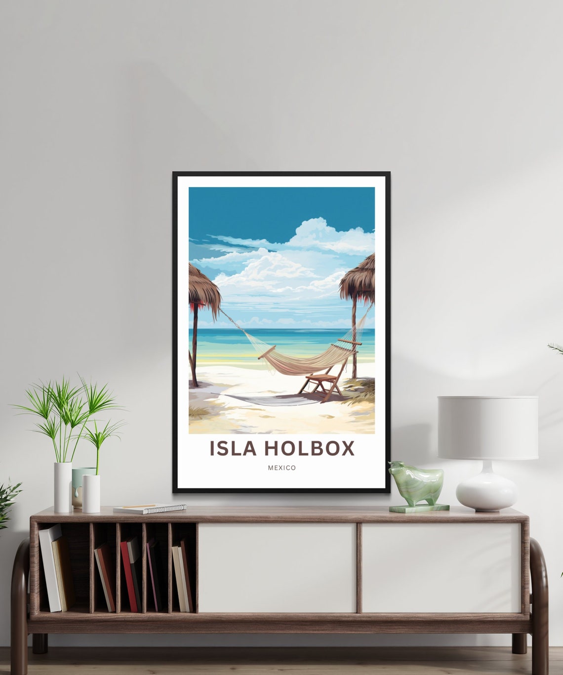 Personalized Isla Holbox Mexico Hammock on the Beach Scene Poster - Image 2