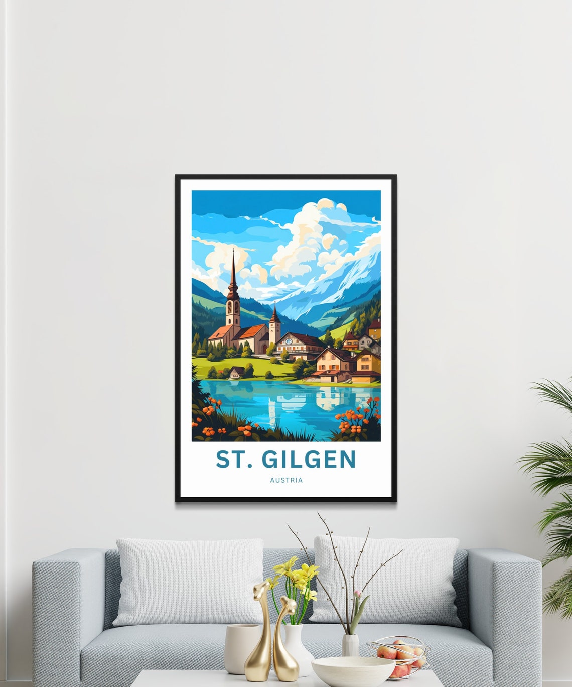 St. Gilgen Personalized Lakeside Church Austria Travel Poster - Image 3