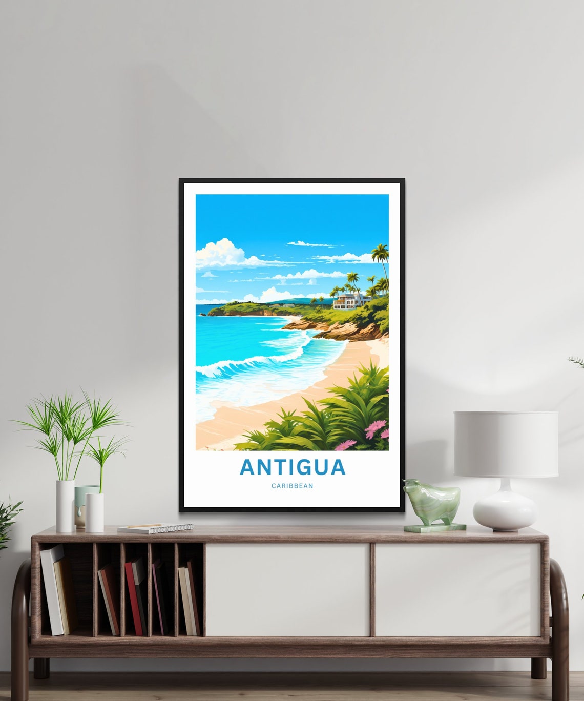 Personalized Antigua Travel Print Antigua Poster Caribbean Wall Art Framed Present Gift Antigua Barbuda Antigua Present - Image 2