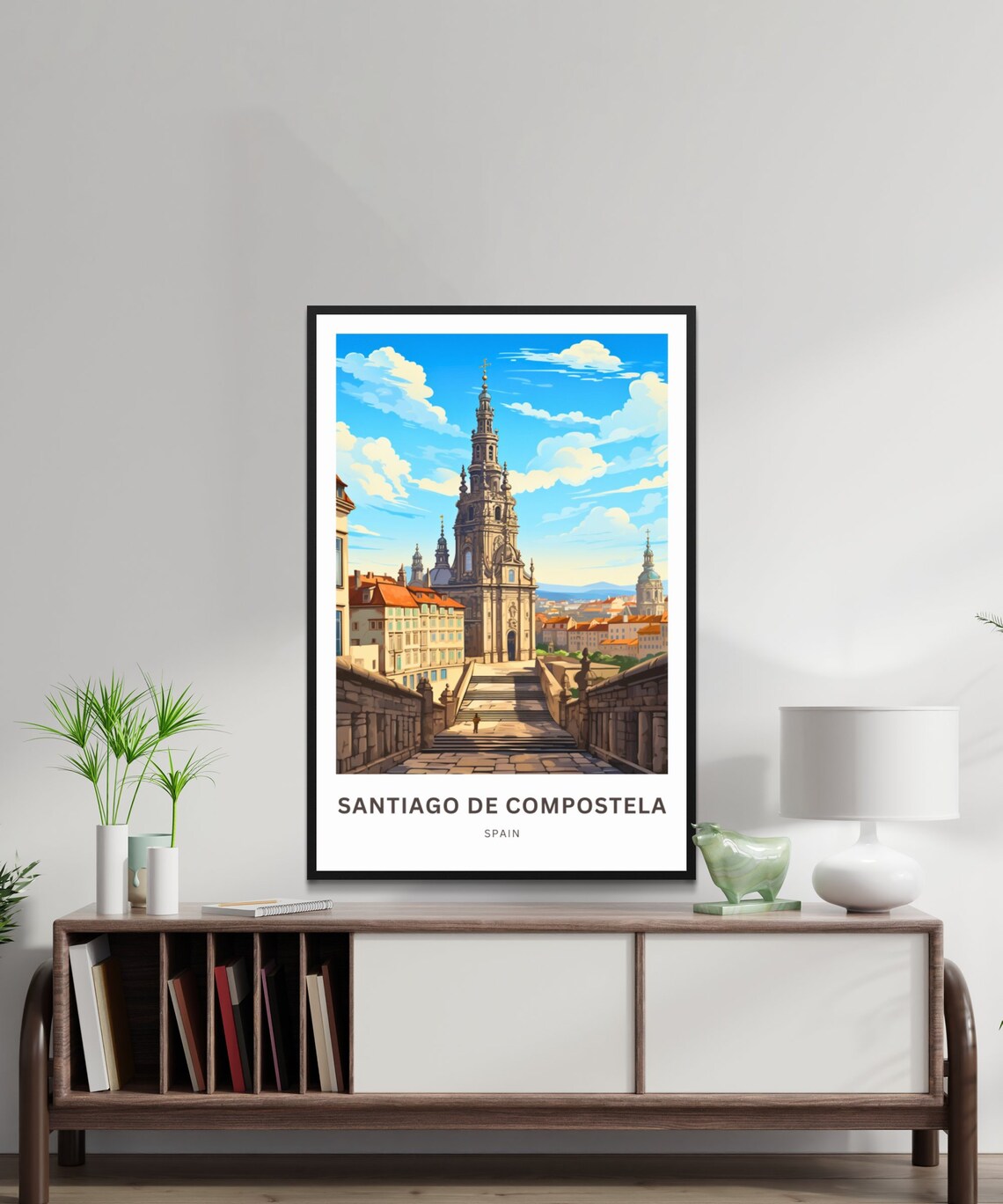 Santiago de Compostela Spain Old Town Towers Vintage Travel Poster - Image 2