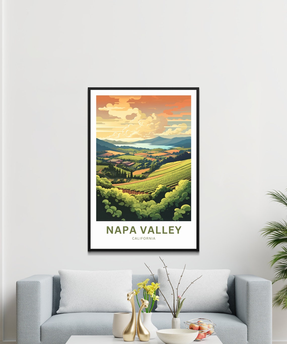 Napa Valley California Sunset Vineyard Hills Wine Country Poster - Image 2