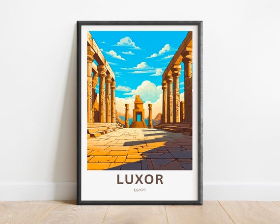 Luxor Travel Print Luxor Poster Egypt Wall Art Framed Present Gift Egypt Present Egypt Decor Custom Text Personalized