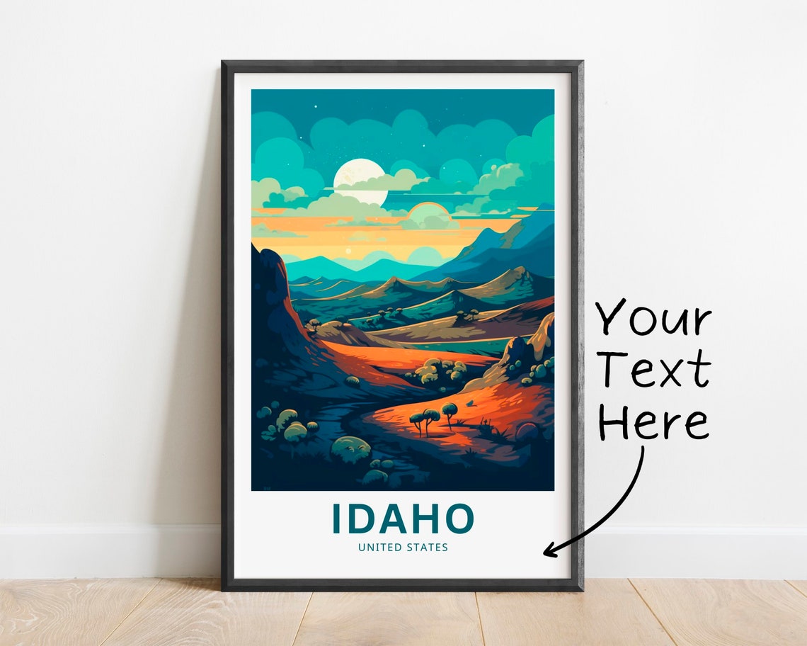 Idaho Desert Night Moonlit Valley Mountain Custom Text Poster