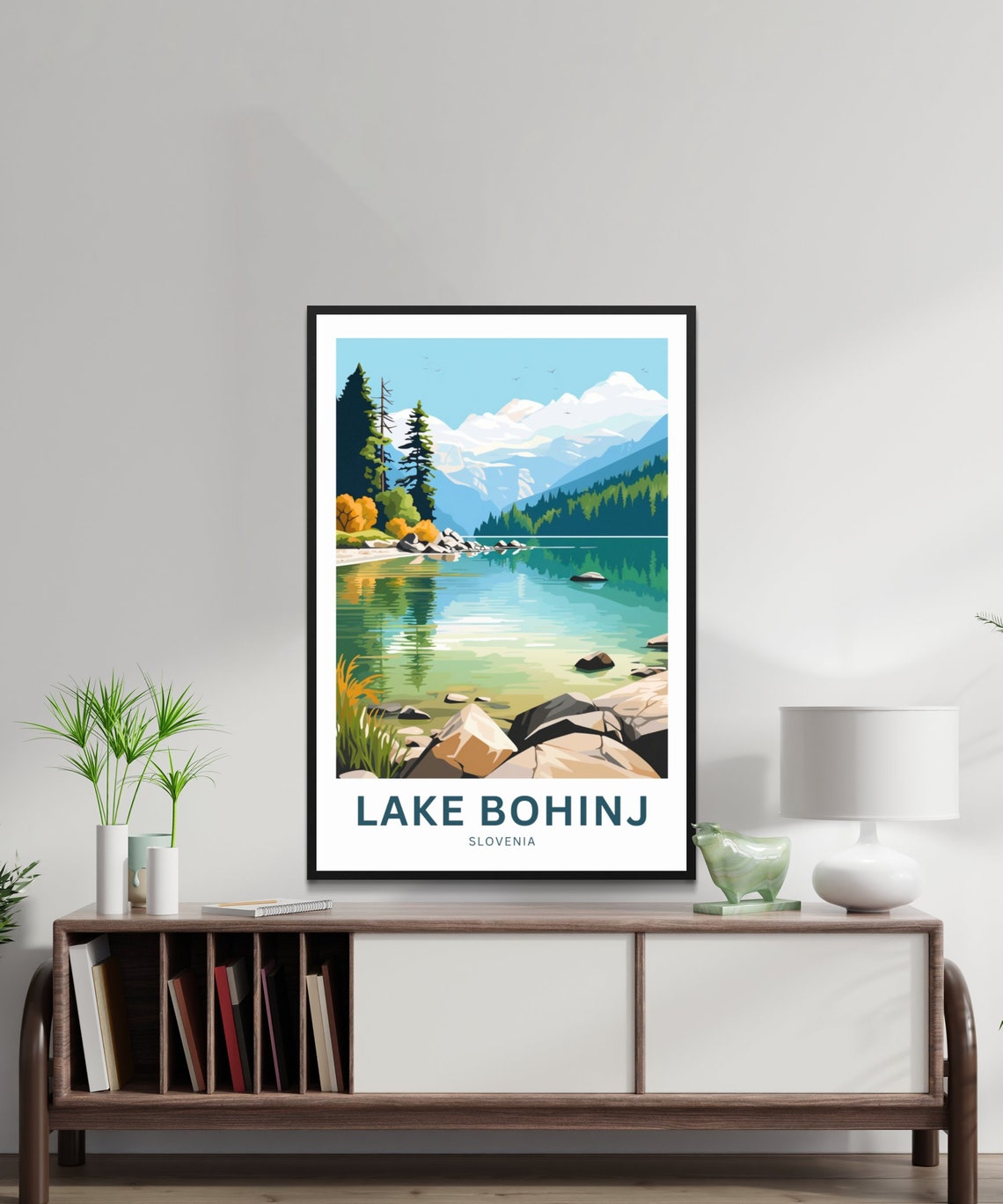 Lake Bohinj Personalized Snow Peak Lake View Travel Art Poster - Image 2