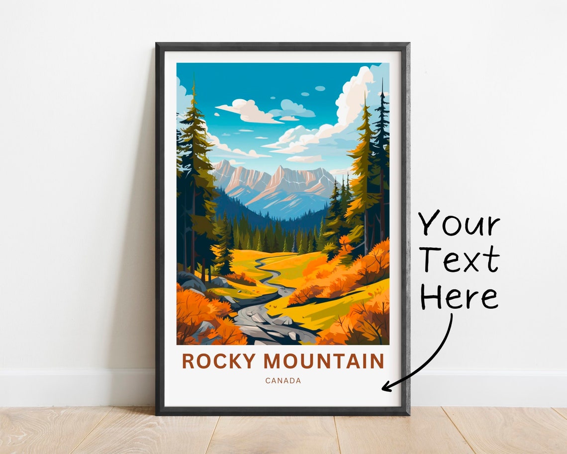 Rocky Mountain Canada Personalized Autumn Valley Travel Poster