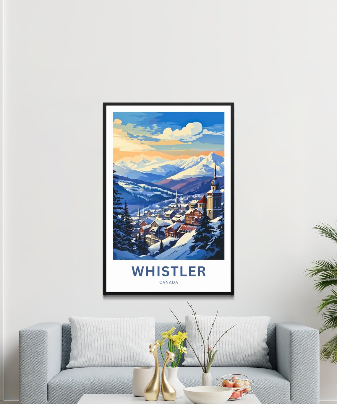 Whistler Canada Snowy Alpine Village Sunset Glow Travel Poster - Image 3