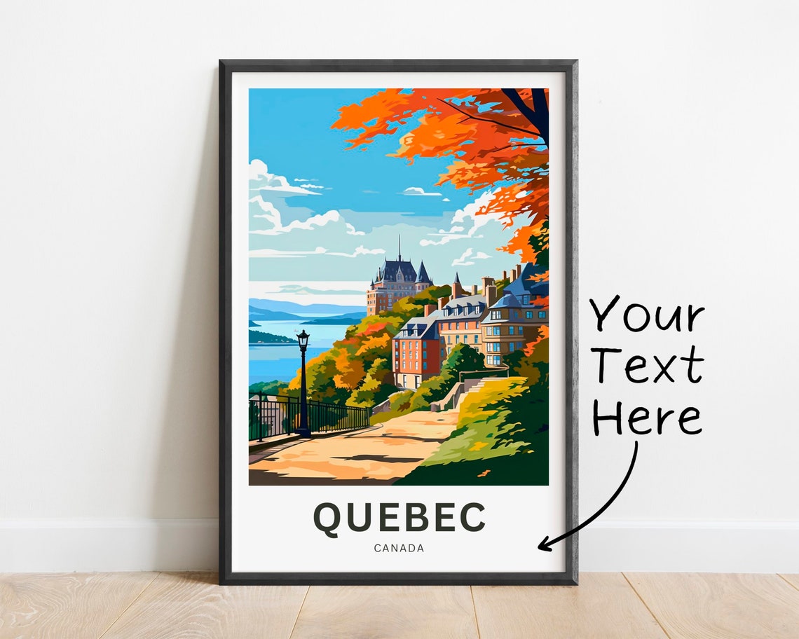 Quebec Canada Autumn Terrace Chateau View Personalized Travel Poster