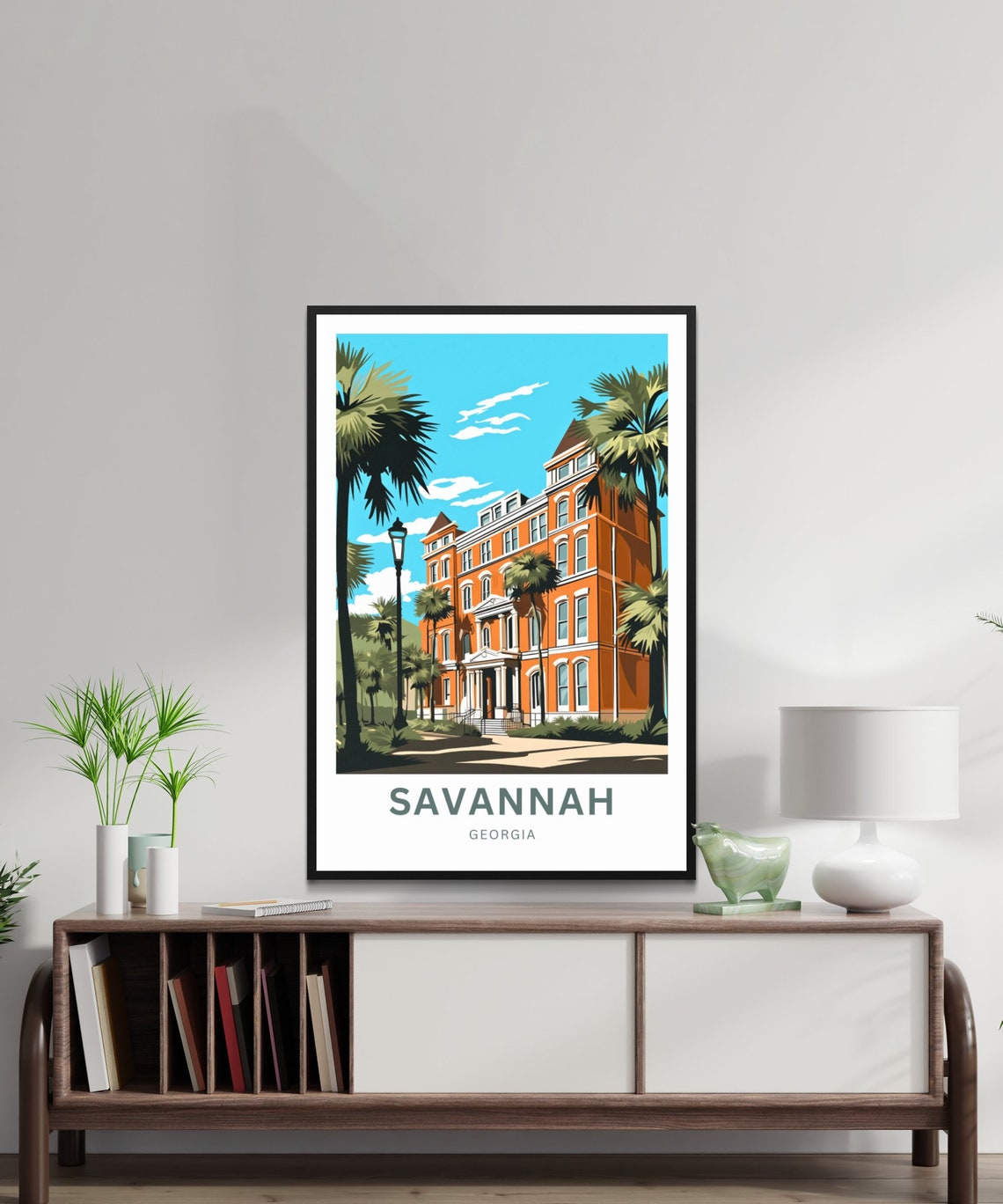 Personalized Savannah Georgia Historic Building Palms Poster - Image 3