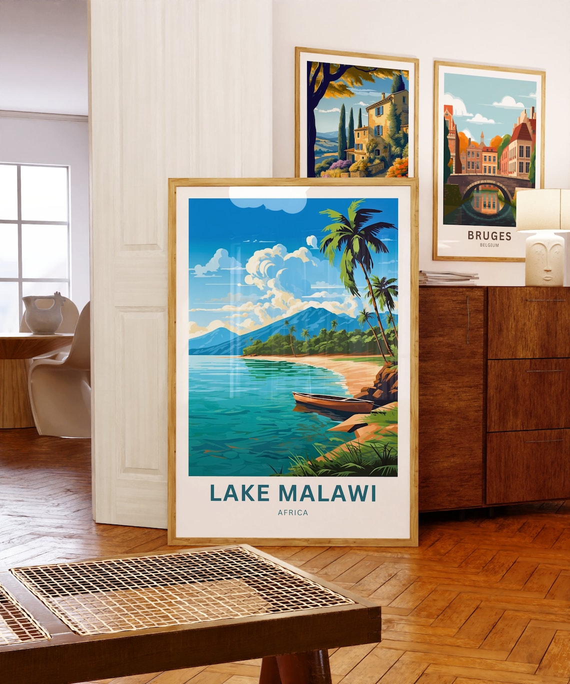 Lake Malawi Africa Palm Beach Canoe Personalized Travel Poster - Image 5