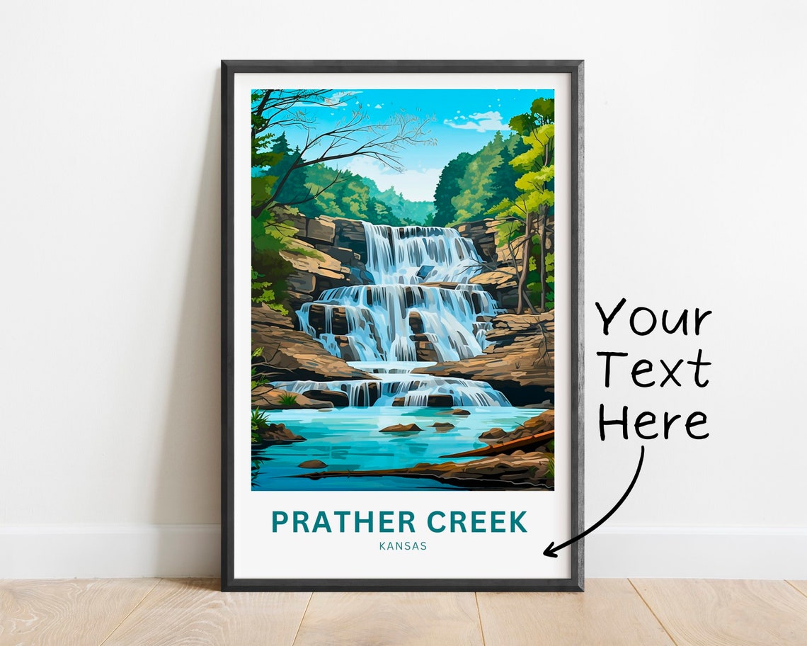 Prather Creek Kansas Cascading Falls Rocky Stream Scenic Poster