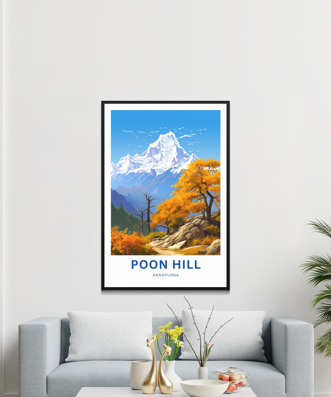 Poon Hill Annapurna Nepal Autumn Peaks Golden Trees Travel Poster - Image 3