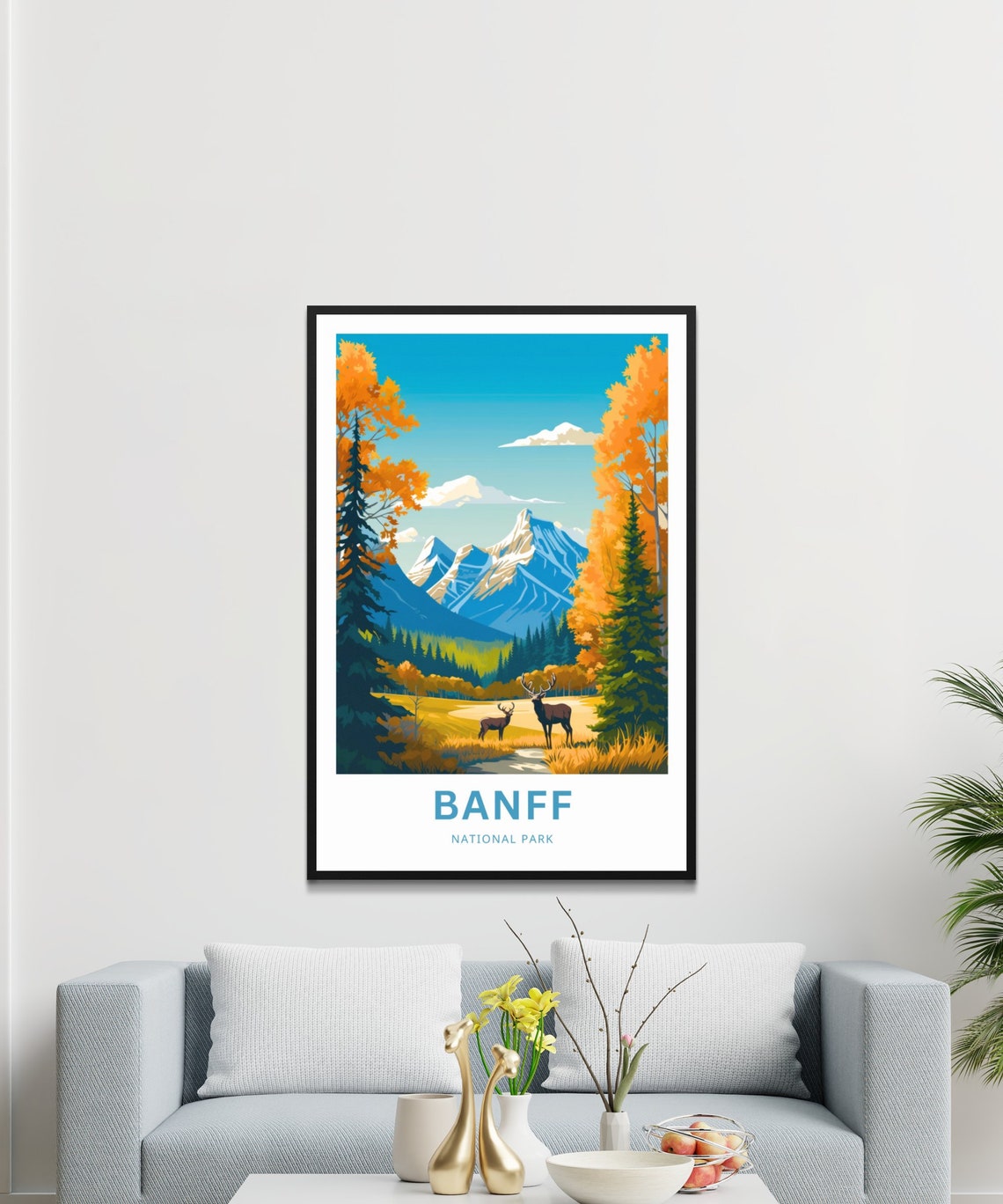 Banff National Park Elk Autumn Aspen Mountains Canada Poster - Image 3