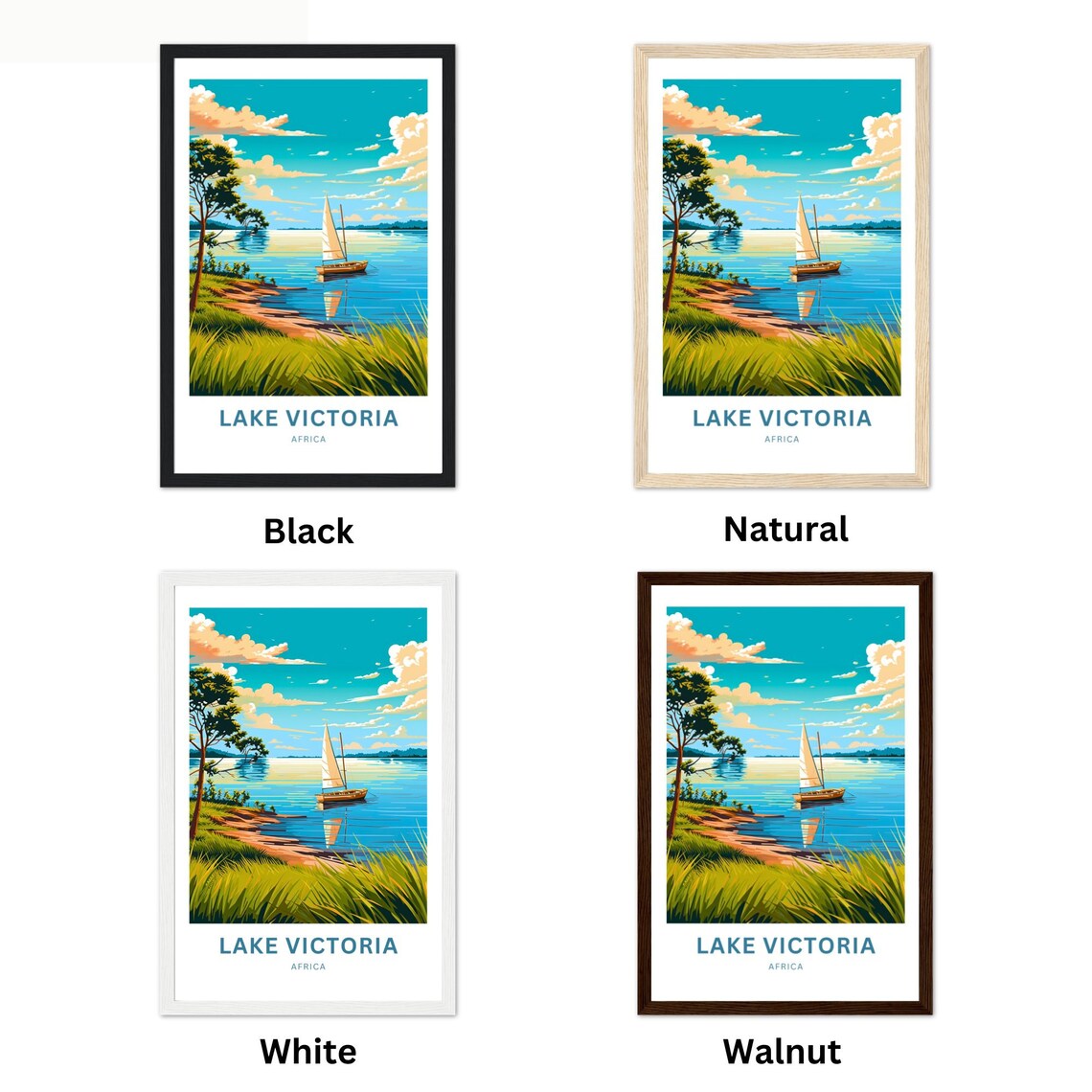 Lake Victoria Africa Customizable Sailboat Sunset Poster Artwork - Image 2