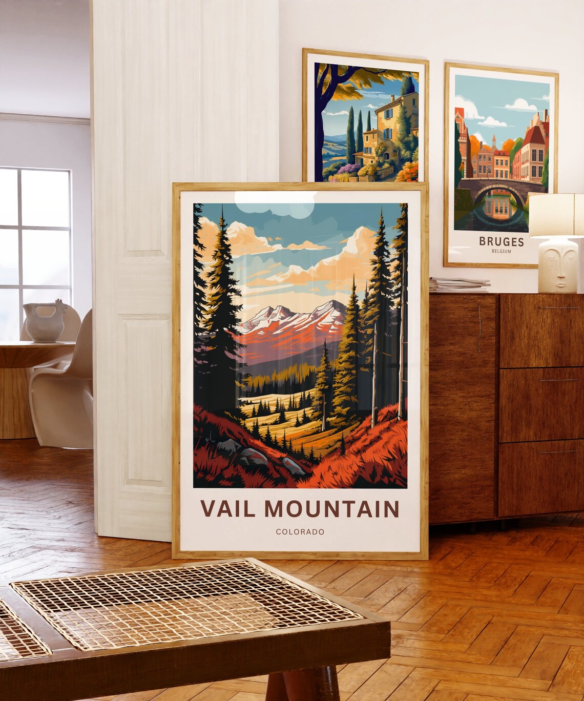 Vail Mountain Colorado Autumn Forest Sunset Peaks Scene Travel Poster - Image 5