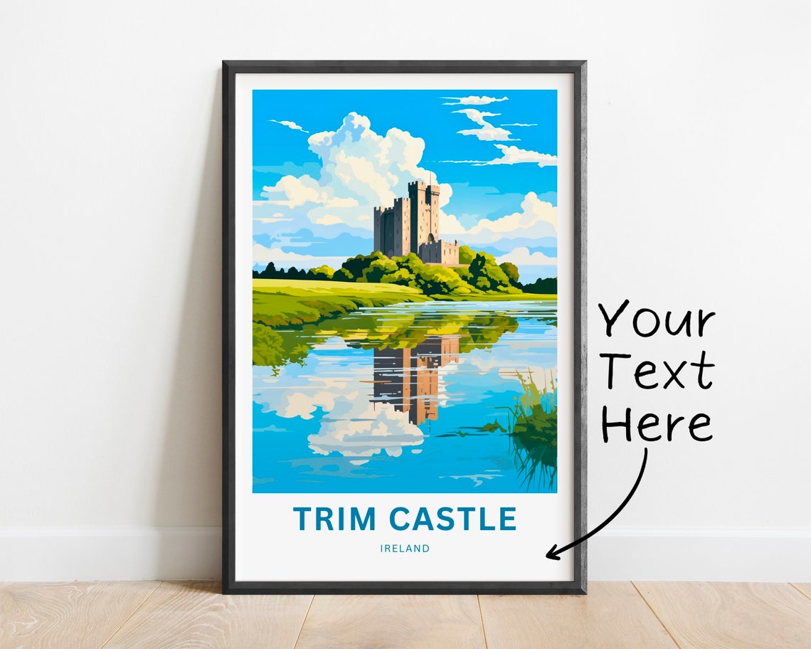Personalized Trim Castle Ireland Lake Reflection Travel Gift Poster