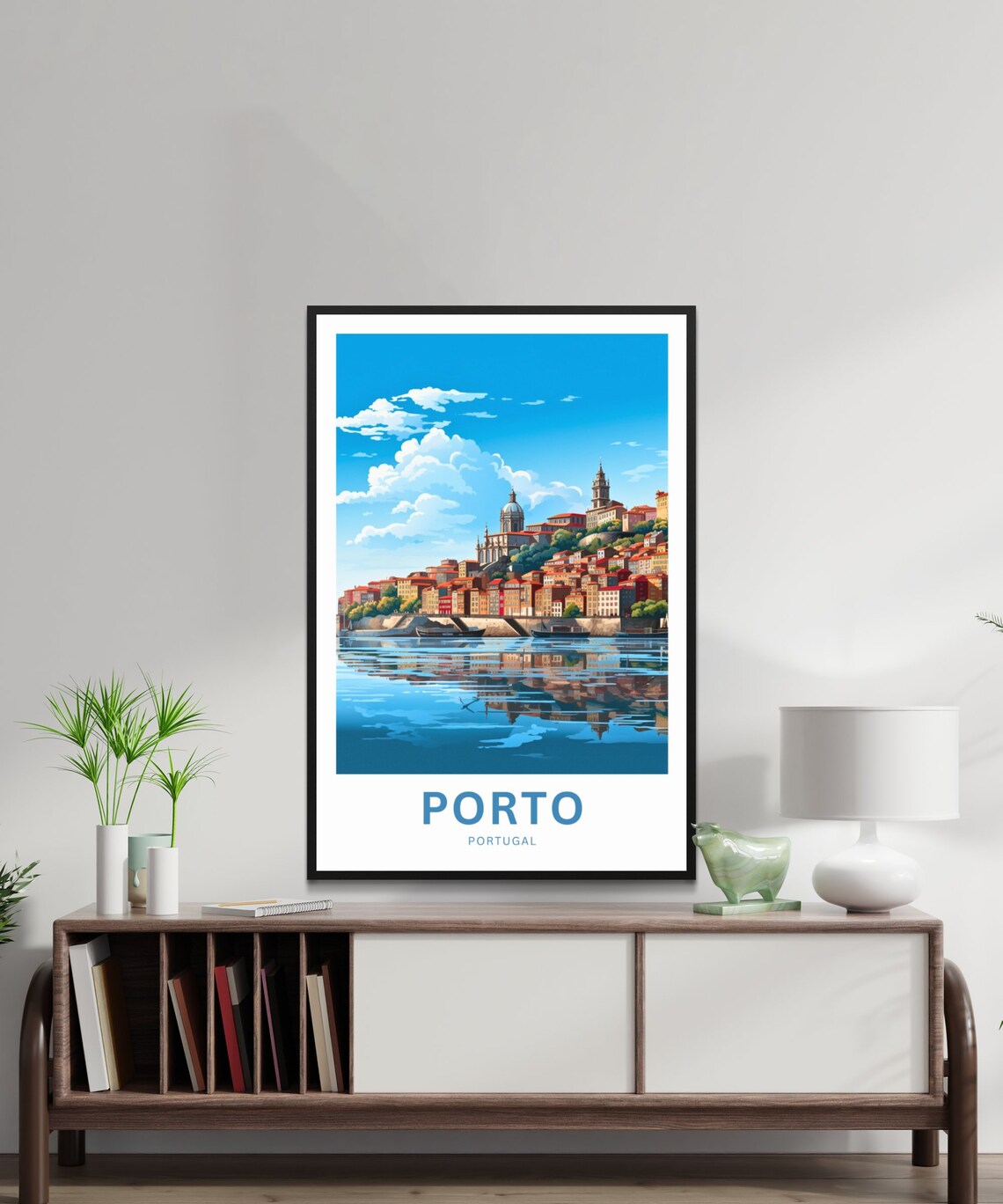 Porto Portugal Waterfront Skyline Reflections River Travel Poster - Image 3