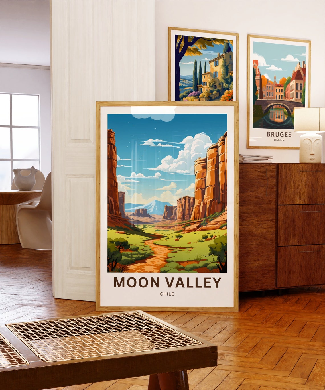 Moon Valley Chile Red Rock Canyon Desert Path Landscape Poster - Image 5