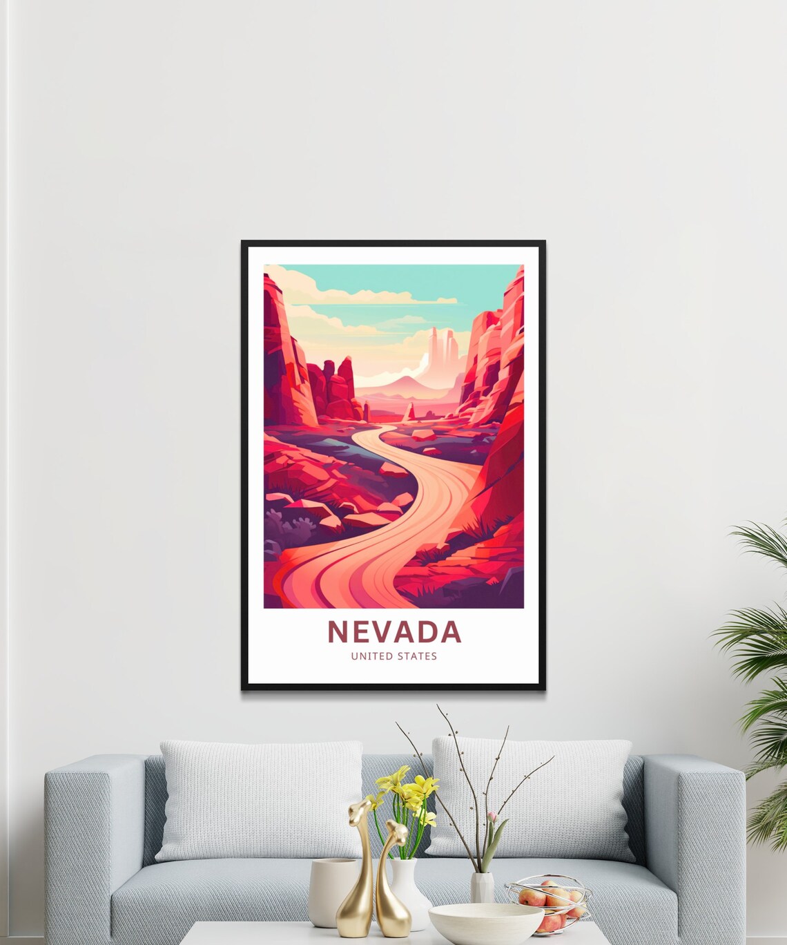 Nevada Red Canyon Winding Road Colorful Desert Travel Poster - Image 3
