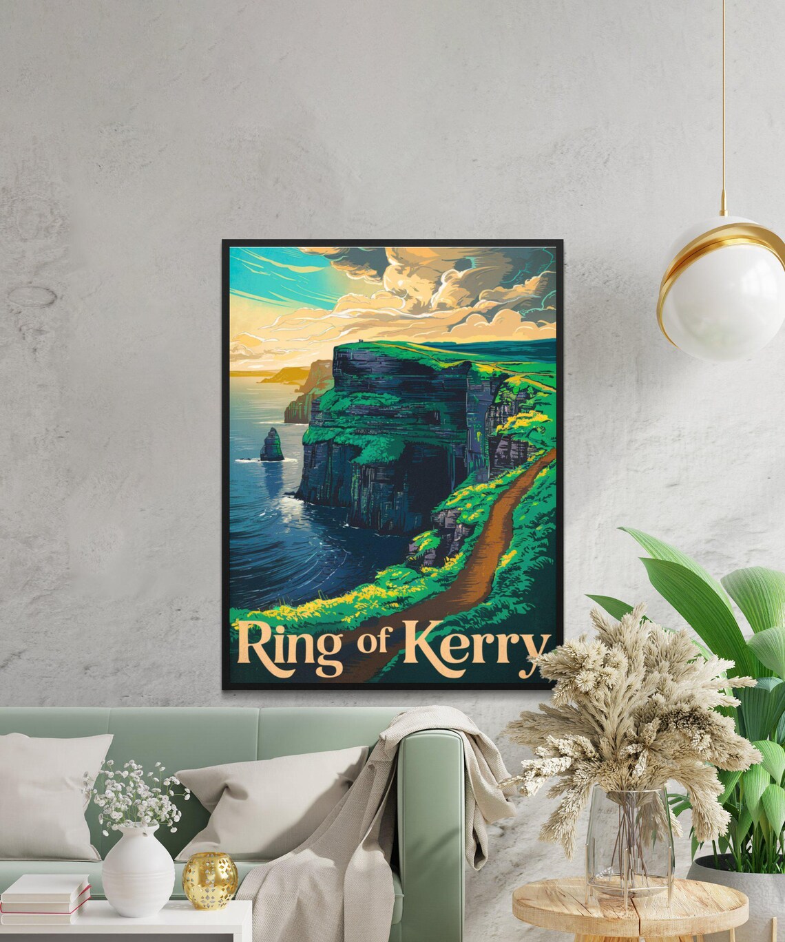 Ring of Kerry Ireland Sea Cliffs Coastal Path Vintage Travel Poster - Image 3
