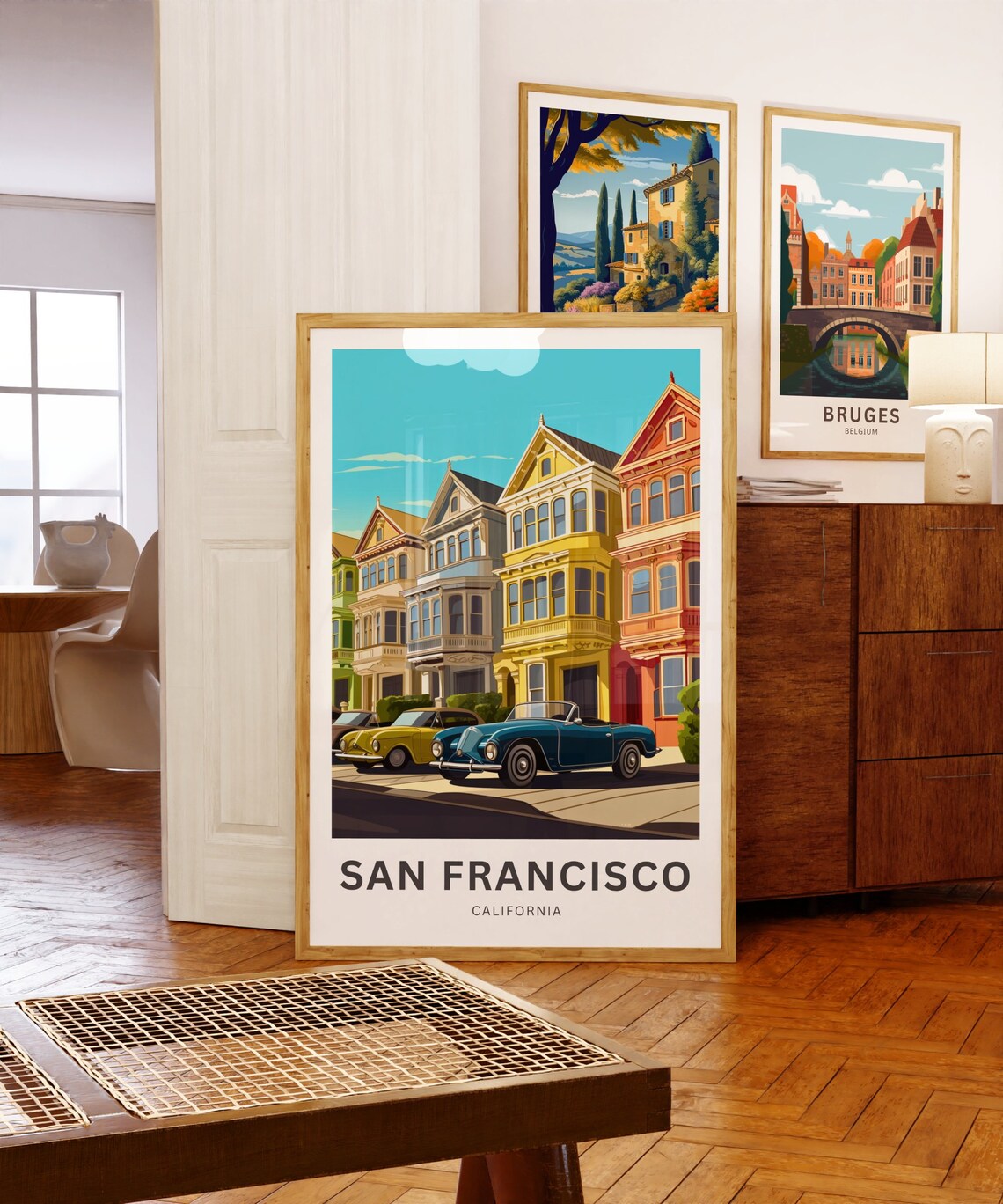 San Francisco Painted Ladies Classic Convertible Vintage Travel Poster - Image 5