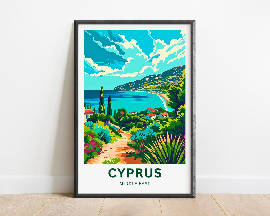 Cyprus Personalized Coastal Garden Path Bay View Travel Poster - Image 5