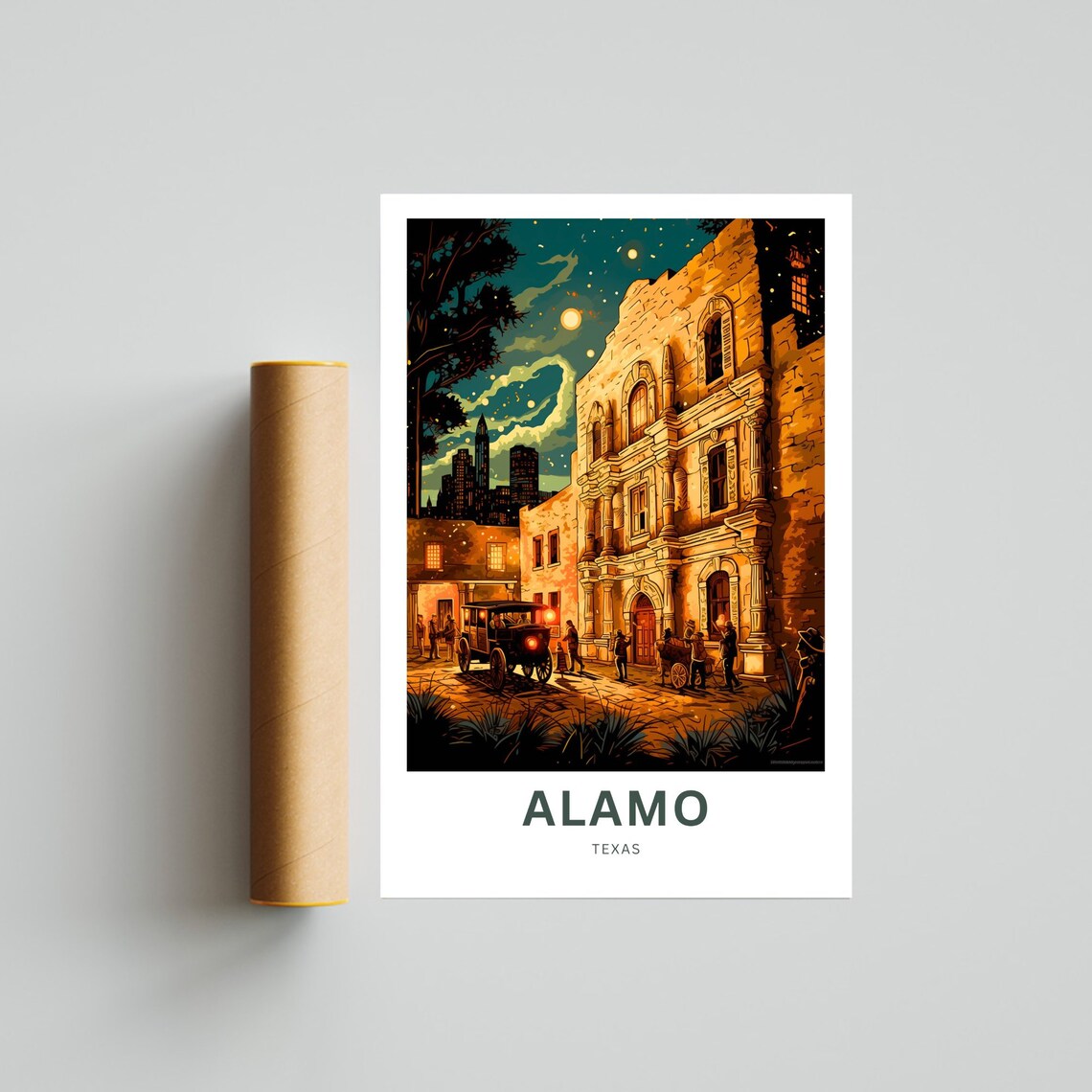 Alamo Texas Historic Night Mission San Antonio Travel Poster - Image 4