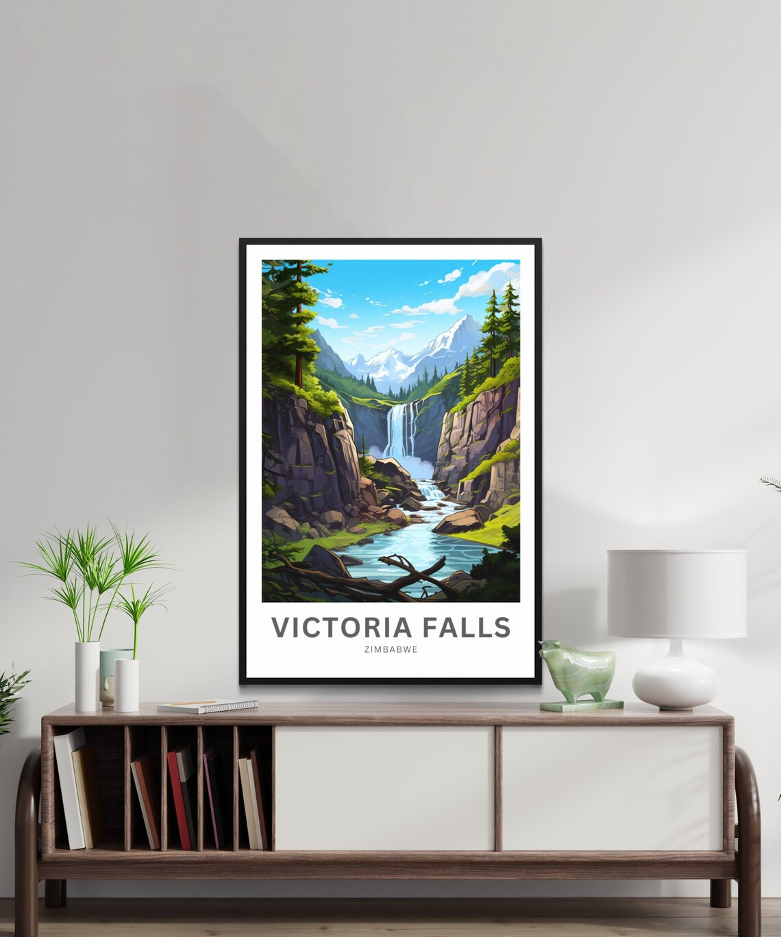 Victoria Falls Zimbabwe Rocky Gorge Waterfall Vintage Nature Poster - Image 2