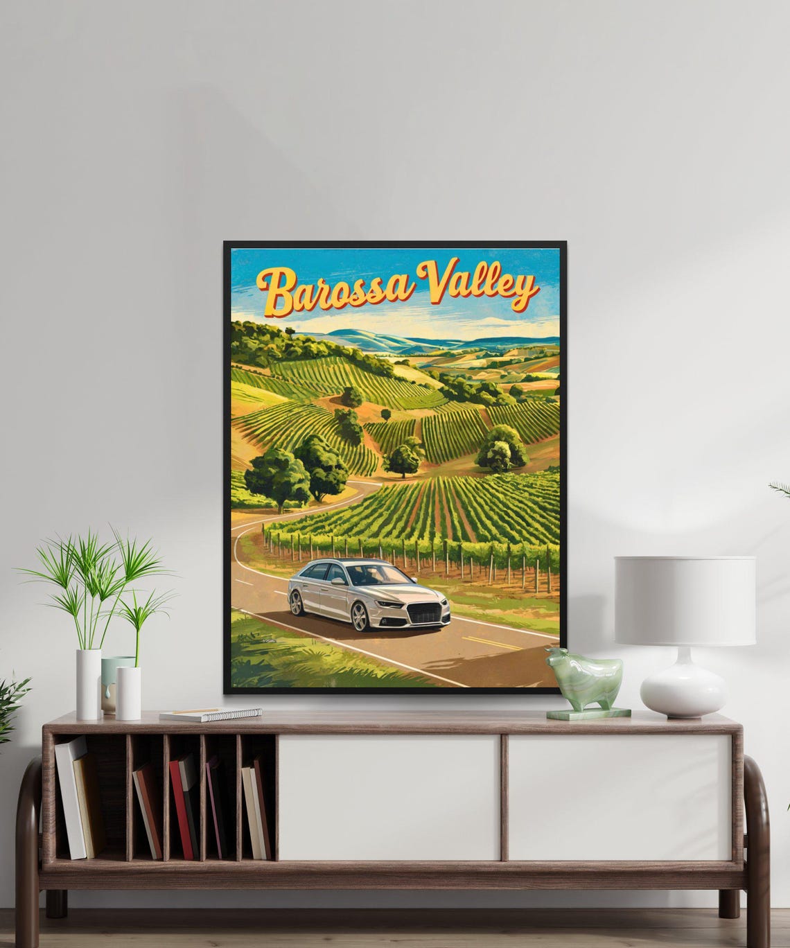 Barossa Valley Vintage Poster with Vineyards and Car on Wine Road - Image 2