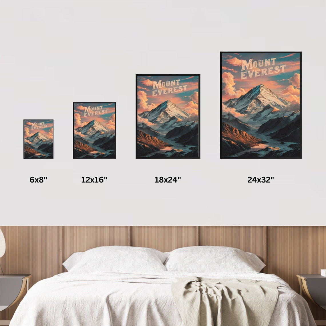 Mount Everest Sunset Snow Summit Orange Clouds Valley Vintage Poster - Image 4