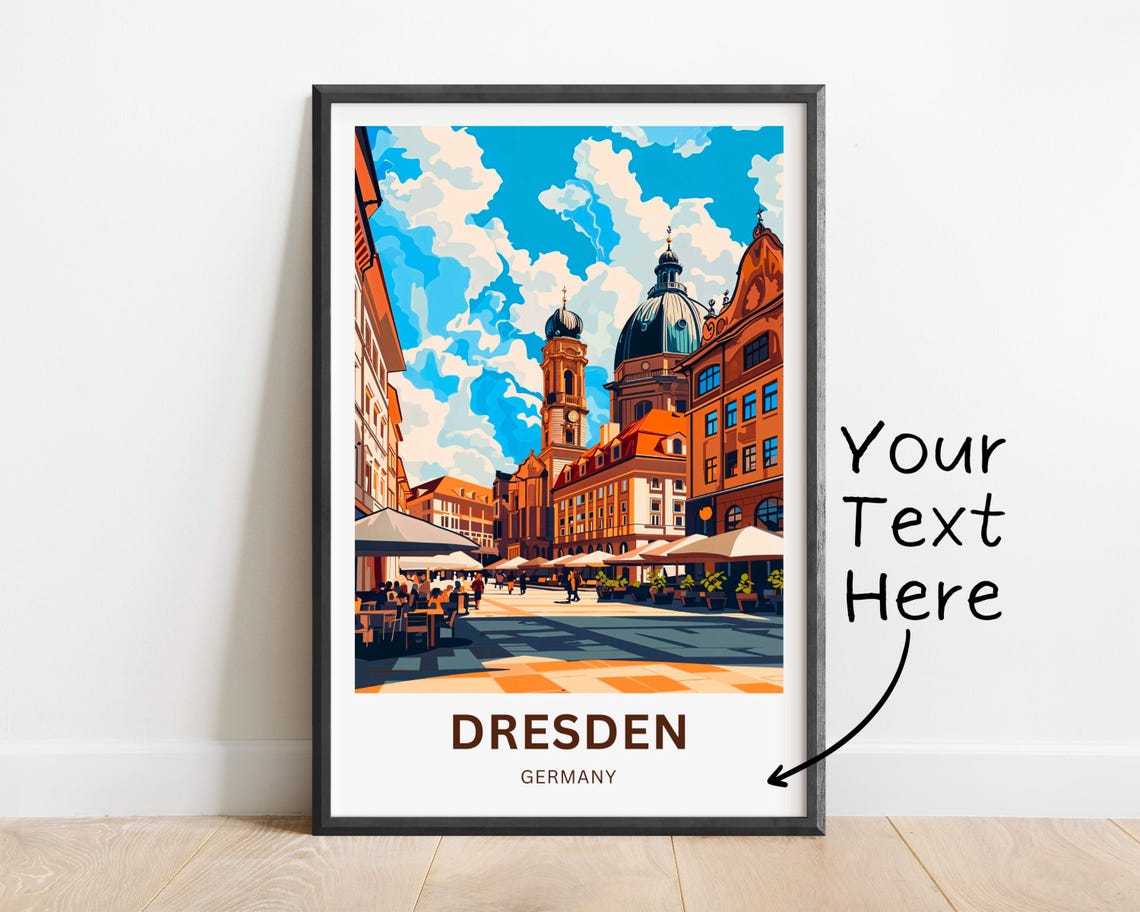 Personalized Dresden Germany Sunny Old Town Square Custom Poster
