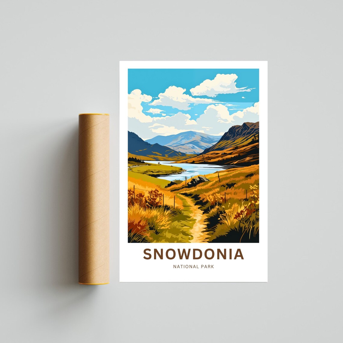 Personalized Snowdonia National Park Golden Moorland Trail Lake Poster - Image 4