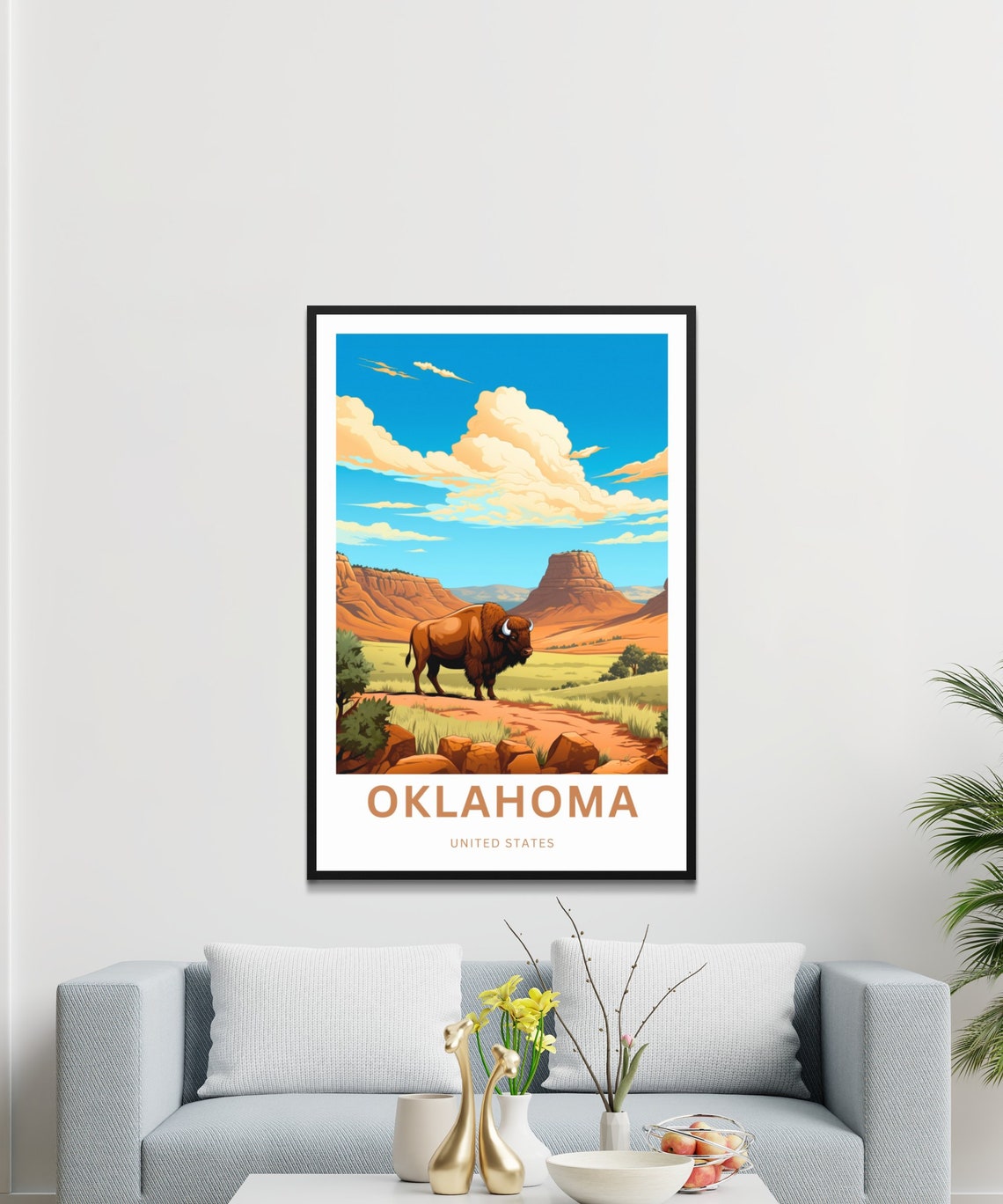 Personalized Oklahoma Bison Prairie United States Custom Poster - Image 3