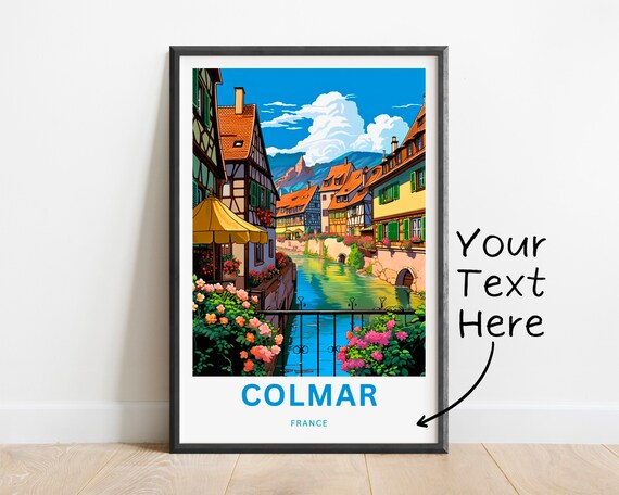 Colmar France Flower Canal Personalized Half Timbered Travel Poster