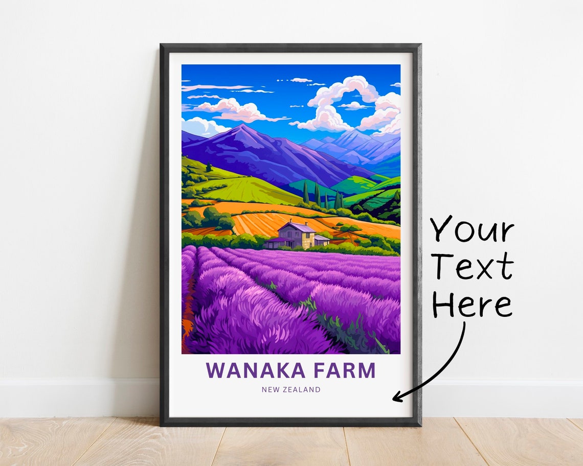 Wanaka Farm New Zealand Lavender Fields Personalized Travel Poster
