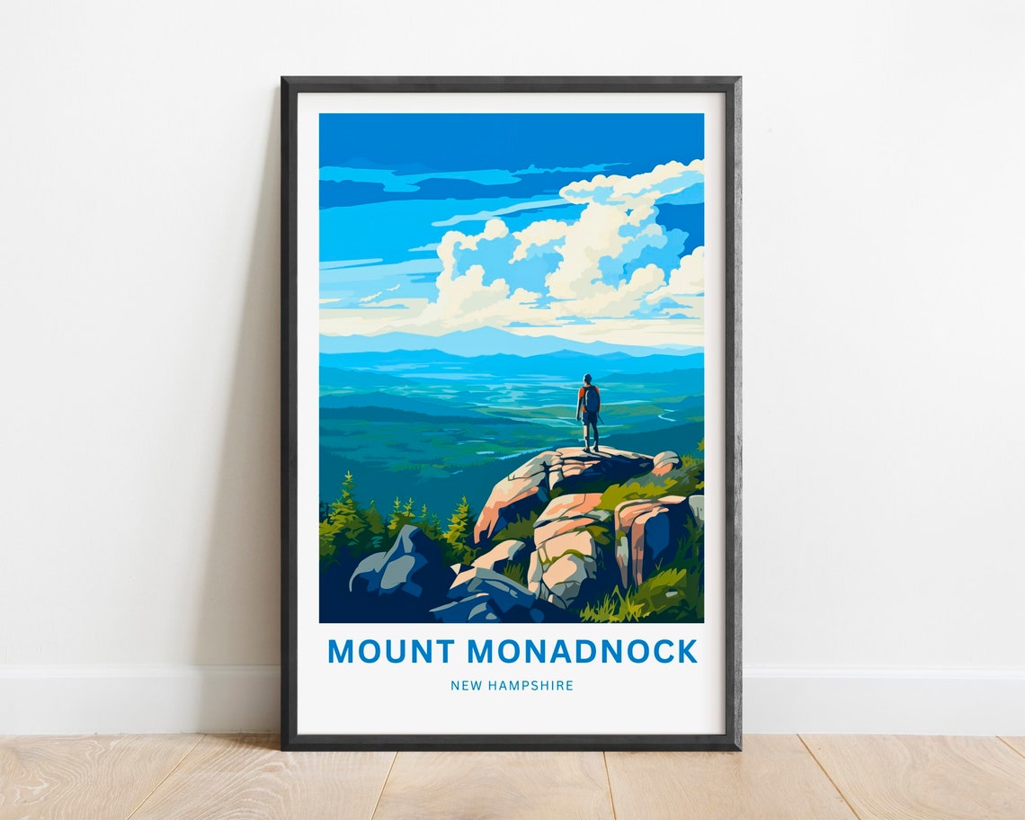Mount Monadnock New Hampshire Hiker Summit Valley View Poster