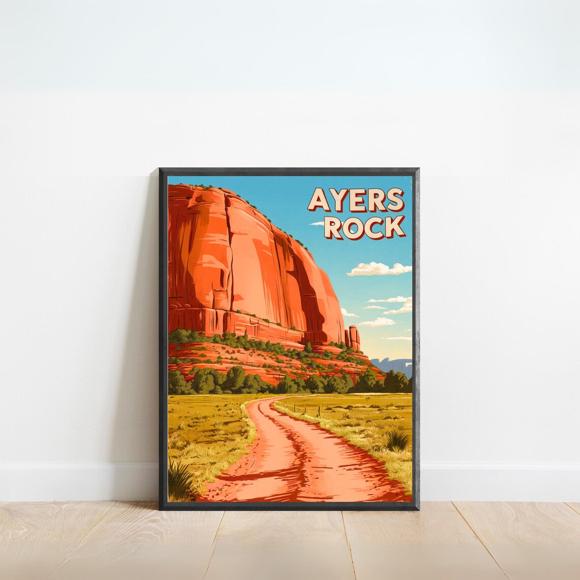 Ayers Rock Australia Vintage Outback Desert Uluru Travel Poster