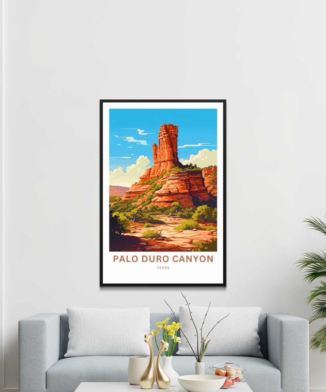 Palo Duro Canyon Texas Red Rock Formation Bright Sky Scene Poster - Image 3