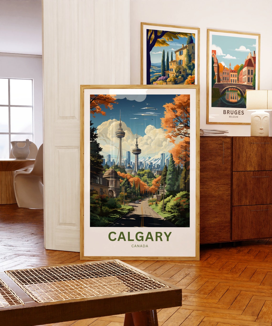 Personalized Calgary Canada Skyline Tower Autumn Street Travel Poster - Image 5