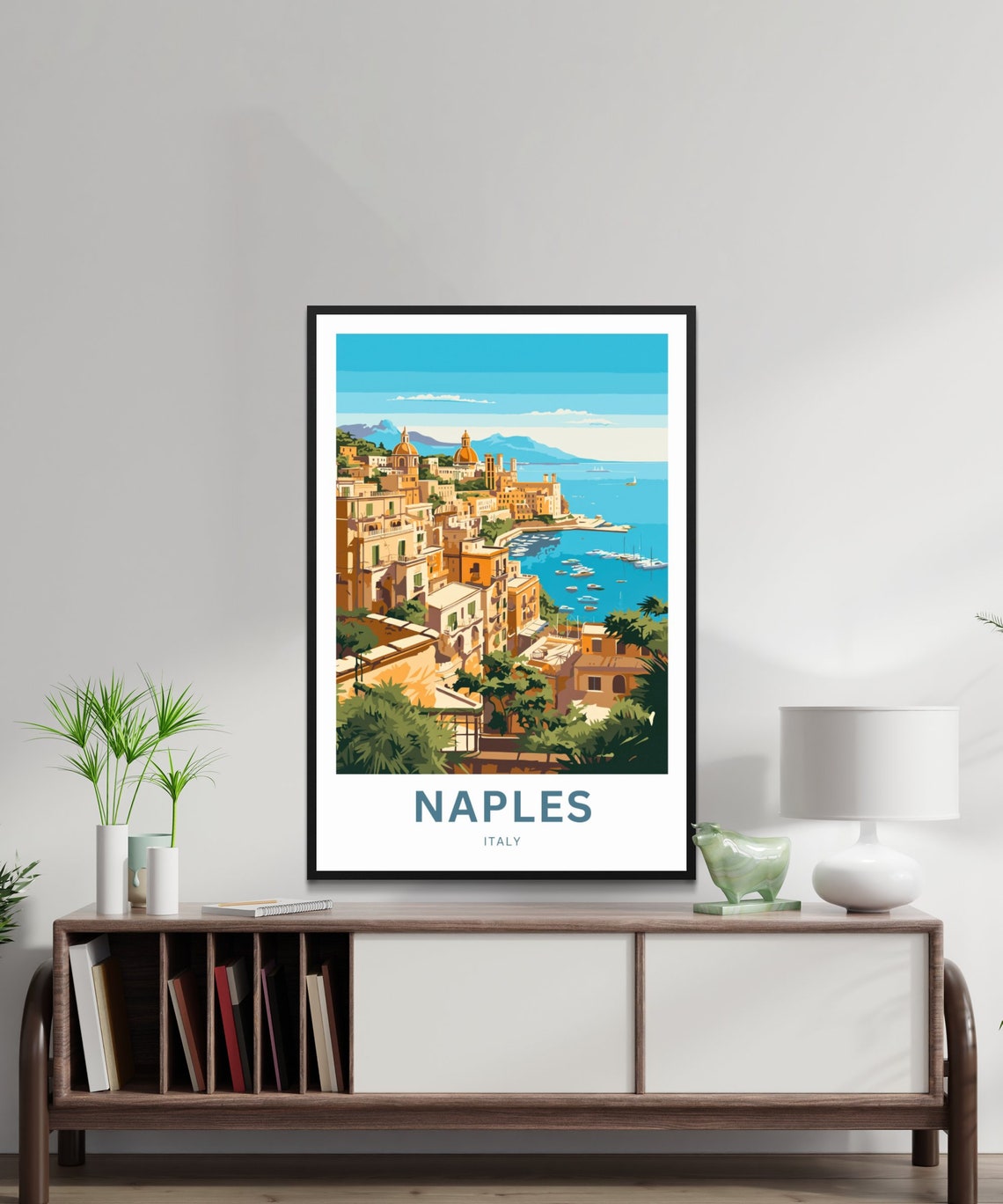 Naples Italy Coastal Old Town Customizable Bay Travel Poster - Image 2