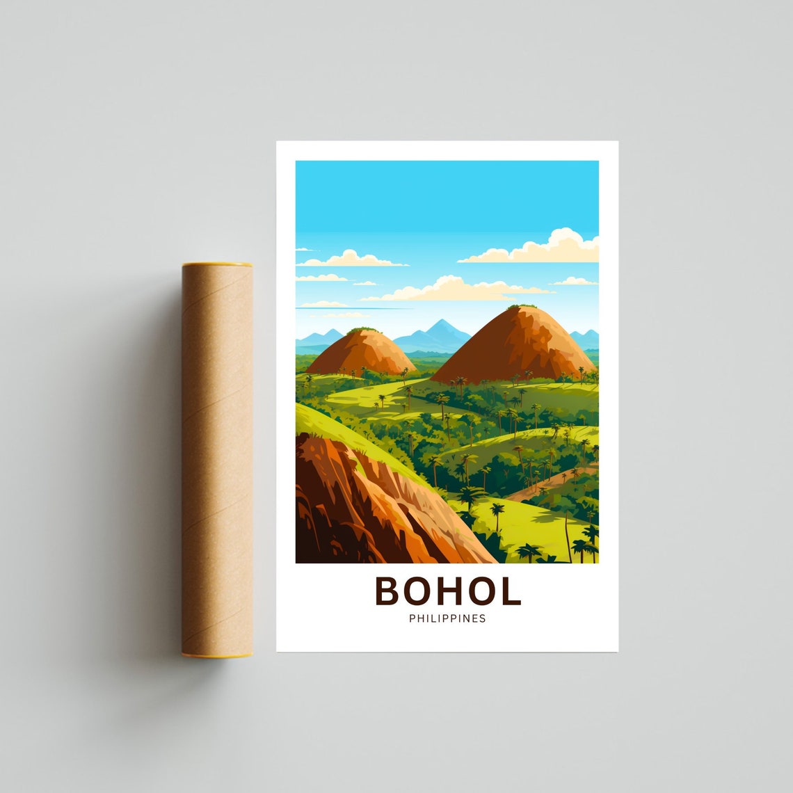 Personalized Bohol Philippines Chocolate Hills View Travel Poster - Image 4
