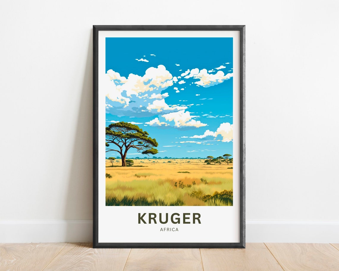 Kruger Africa Savanna Landscape Acacia Tree Wildlife Travel Poster