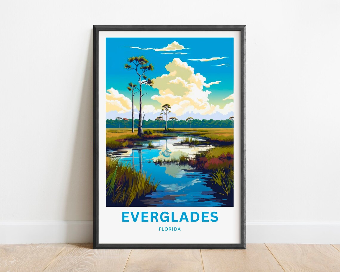 Everglades Travel Poster, Florida Wall Art Print