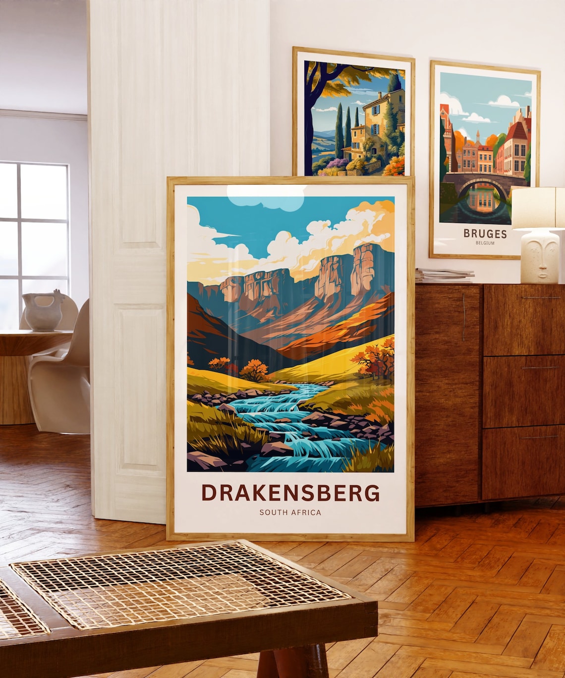 Drakensberg South Africa Mountain River Golden Meadow Scenic Poster - Image 5