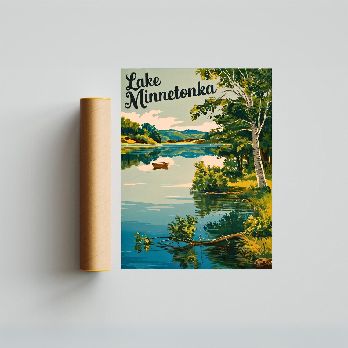 Lake Minnetonka Canoe Calm Lake Summer Vintage Travel Poster - Image 3