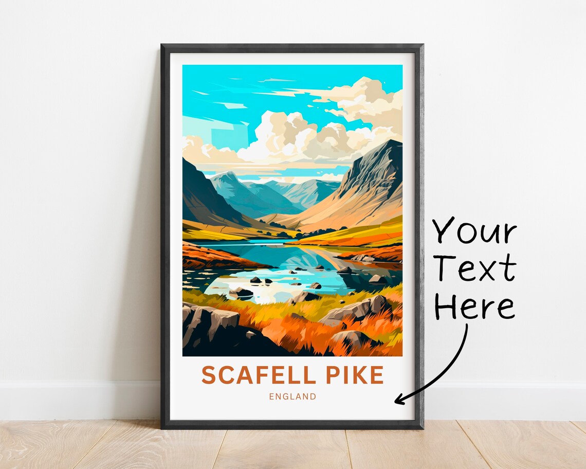 Scafell Pike England Autumn Tarn Reflection Vintage Travel Poster Art - Image 2