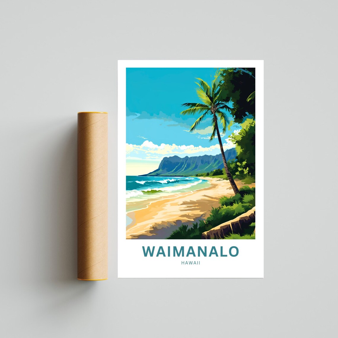Waimanalo Beach Travel Poster, Hawaii Wall Art - Image 4